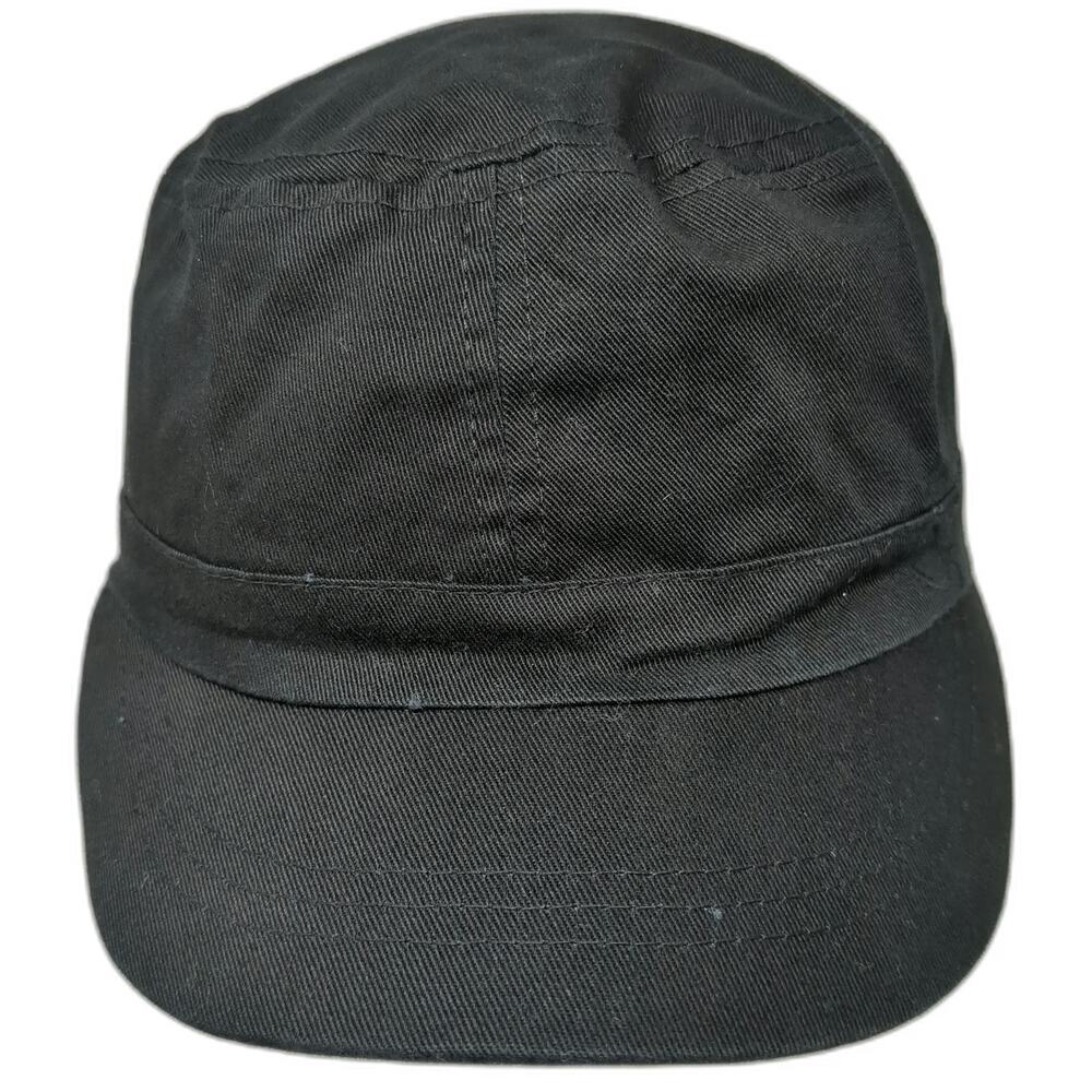 OP Army Cap Hat Black One Size Leopard Print Lining Side Grommets Cotton Flat